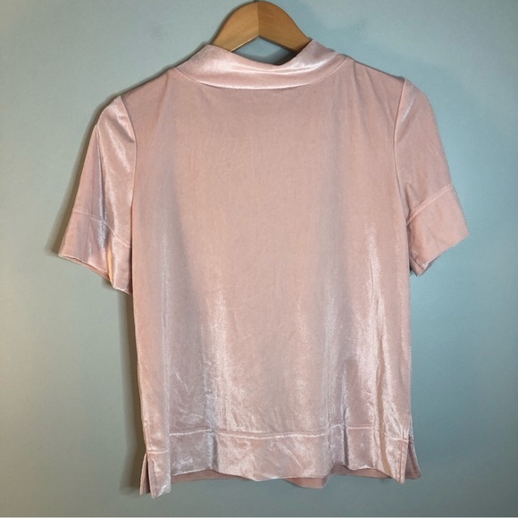 Anthropologie Rose Velvet Mock Neck Shirt. Size small. - Picture 4 of 11
